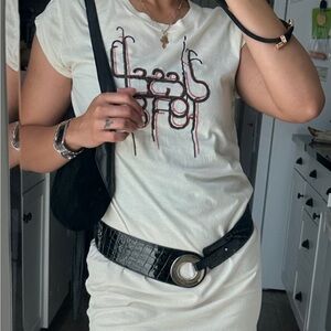 RARE! ICONIC VINTAGE DIESEL EMBROIDERED T SHIRT DRESS GRFAPHIC SHIRT SIZE S/M